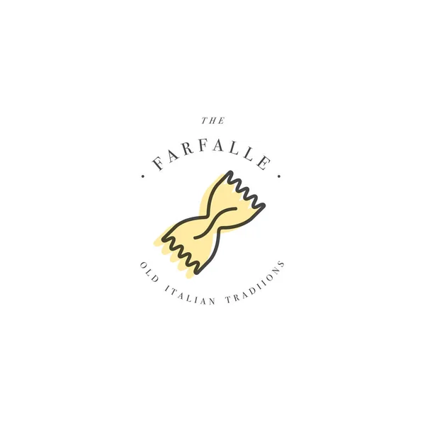 Modèle de conception de logo vectoriel et emblème ou insigne. Pâtes italiennes farfalle. Logos linéaires . — Image vectorielle