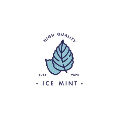 Tasarım şablonu logo ve amblem - tat ve sıvı vape - buz nane için. Trendy lineer tarzda logosu.