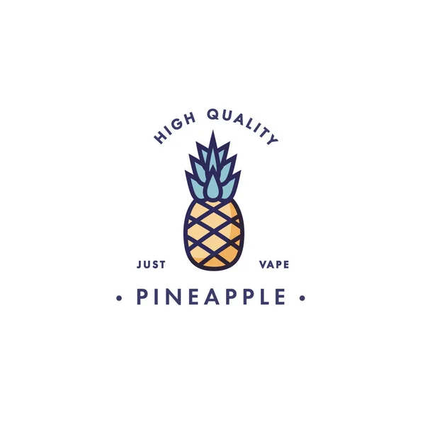 Modèle de design logo et emblème - goût et liquide pour vape - ananas. Logo dans un style linéaire tendance . — Image vectorielle
