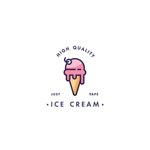 Design sablon logo és a jelkép - íz- és folyadék a vape - fagylalt. Trendi lineáris stílusú logo. — Stock Vector