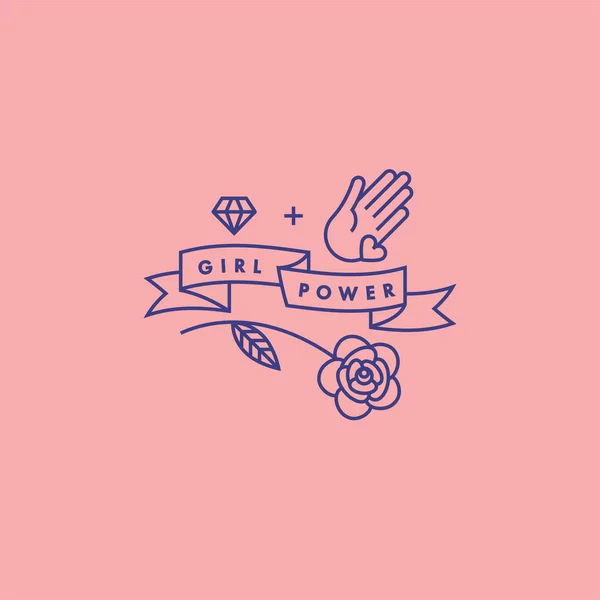 Ilustración vectorial en estilo simple con la frase de letras a mano girl power - impresión elegante para póster o camiseta - cita feminista y lema motivacional de la mujer. — Vector de stock