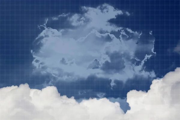Sky manipulatie 1 blauw gekleurde achtergrond op witte vierkante roosters. — Stockfoto