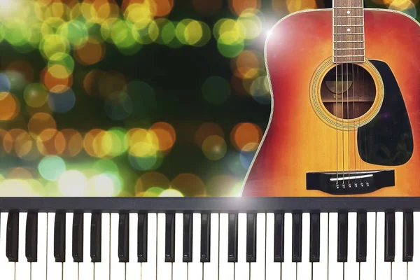 Romantisme Valentine Love Party by Guitar and piano on Colorful Bokeh Background . Stok Lukisan  