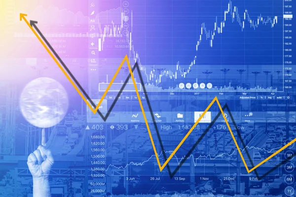 経済問題とグラフの背景と経営危機. — ストック写真
