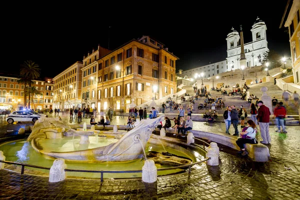 Rome October 2017 Piazza Spagna Fontana Della Barcaccia Bottom Spanish — Stock Photo, Image