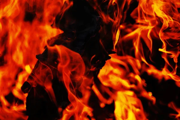 Yangın ve siyah arka plan — Stok fotoğraf