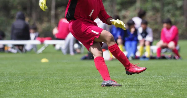 Goal keeper in football game — Stock Photo, Image