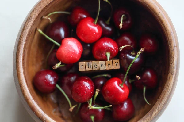 Cherry and english word — Stock Photo, Image