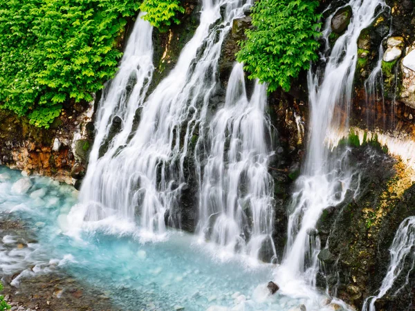 Blue waterfall in hokkaido — Stock Photo, Image