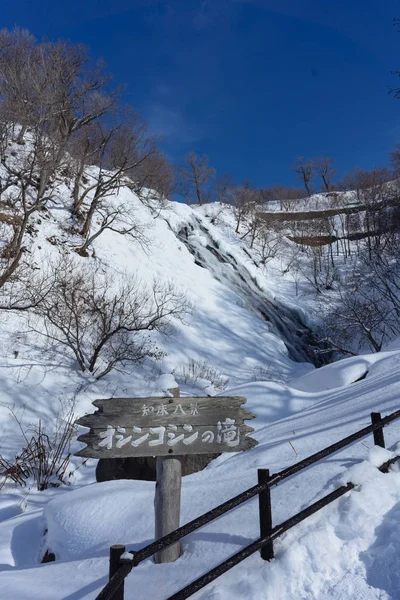 水落在冬季的北海道 — 图库照片