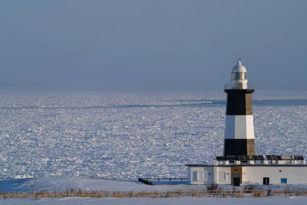 Latarnia Morska Zimie Hokkaido — Zdjęcie stockowe
