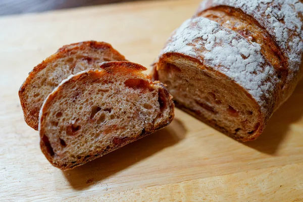 Pão Presunto Mesa — Fotografia de Stock