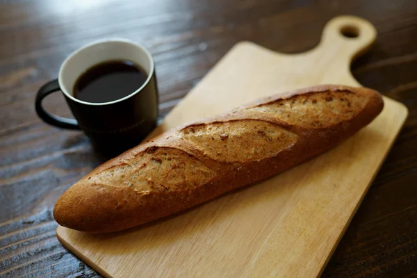 Baguette Hot Coffee — Stock Photo, Image