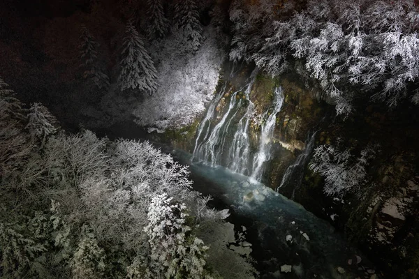 Wasserfall Hokkaido Erleuchten — Stockfoto