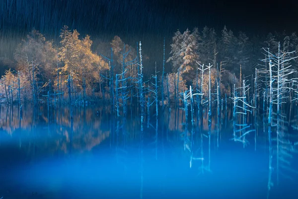 Lagoa Azul Noite Inverno — Fotografia de Stock