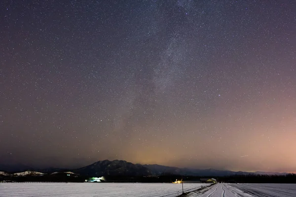 Galaxia Vía Láctea Invierno Hokkaido — Foto de Stock