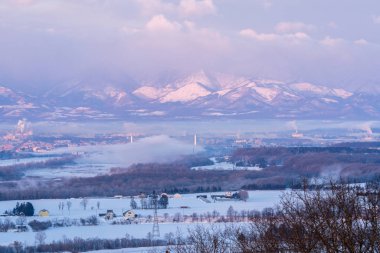 frost smoke in winter hokkaido