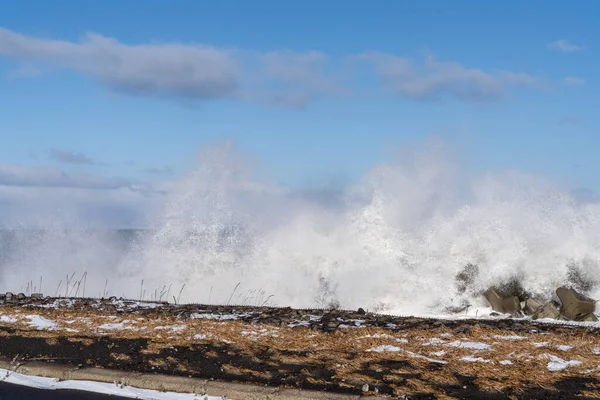 Ψηλά Κύματα Χειμώνα Hokkaido — Φωτογραφία Αρχείου