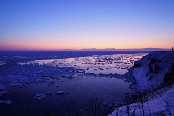 Ledová Tříšť Zimě Hokkaido — Stock fotografie