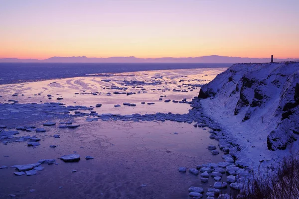 Ledová Tříšť Zimě Hokkaido — Stock fotografie