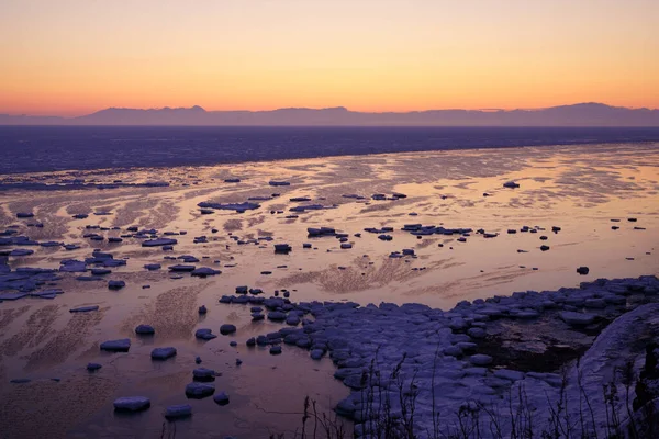 Ledová Tříšť Zimě Hokkaido — Stock fotografie