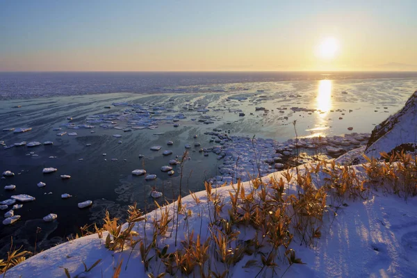 Gelo Deriva Inverno Hokkaido — Fotografia de Stock