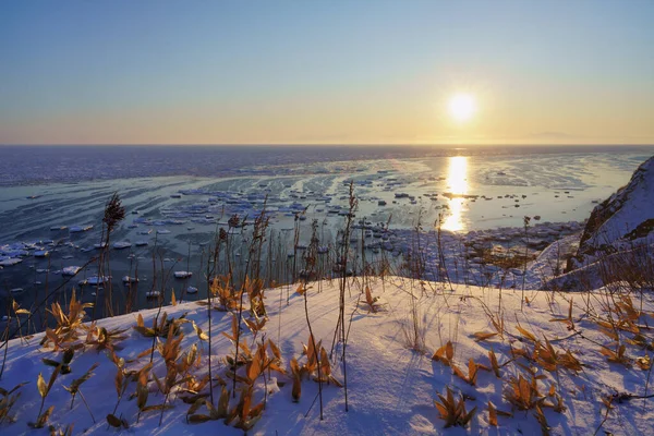 Gelo Deriva Inverno Hokkaido — Fotografia de Stock