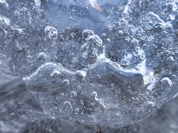 Lód Bąbelki Zimą — Zdjęcie stockowe