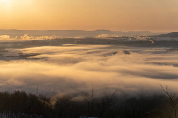 Mróz Dym Zimie Hokkaido — Zdjęcie stockowe