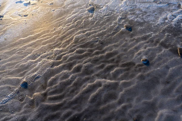 Tanah Beku Dekat Laut Musim Dingin — Stok Foto