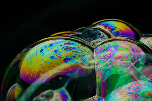 Colorful Soap Bubble Black Background — Stock Photo, Image