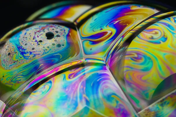 Красочный Мыльный Пузырь Черный Фон — стоковое фото