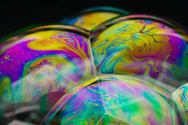 Красочный Мыльный Пузырь Черный Фон — стоковое фото