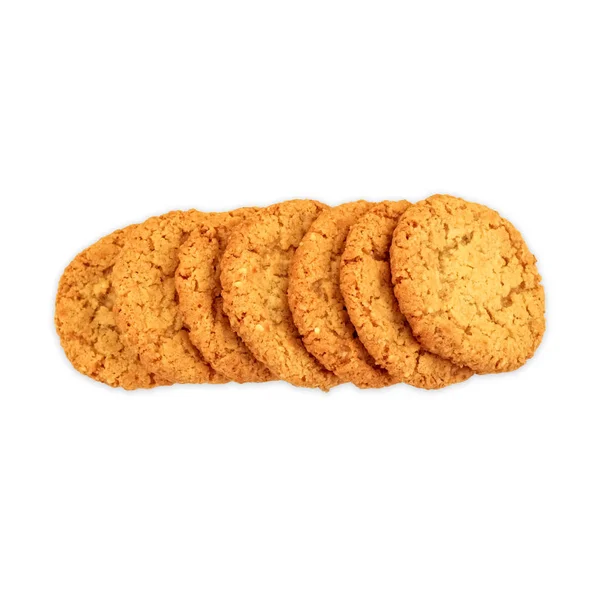 Composição de biscoitos de aveia isolados sobre fundo branco — Fotografia de Stock