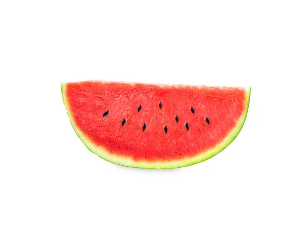 Isolado vermelho maduro fatia de melancia no fundo branco — Fotografia de Stock