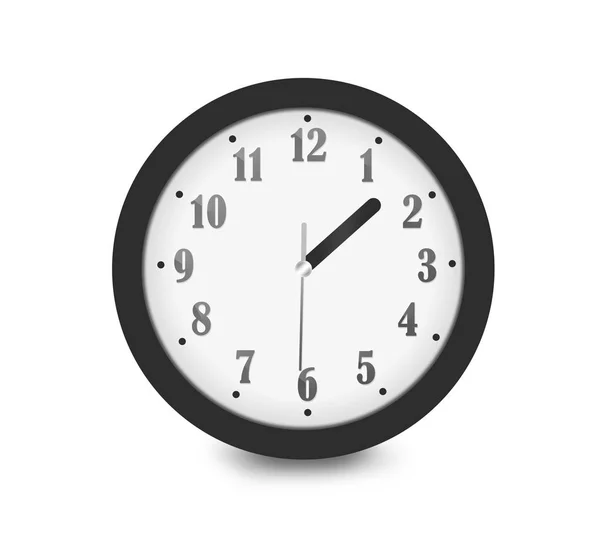 Realistické nástěnné analogové černé bílé stříbrné hodiny s iso 12 hodin — Stock fotografie