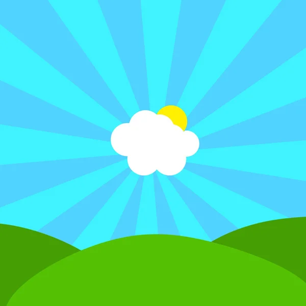 Resumo Ilustração da nuvem e do sol no centro do raio de sol azul — Fotografia de Stock