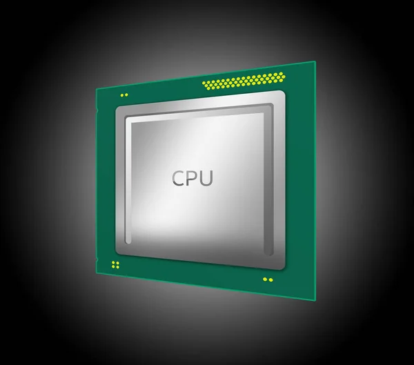 3D-Illustration einer Computer-CPU. isoliert auf schwarzem Hintergrund — Stockfoto