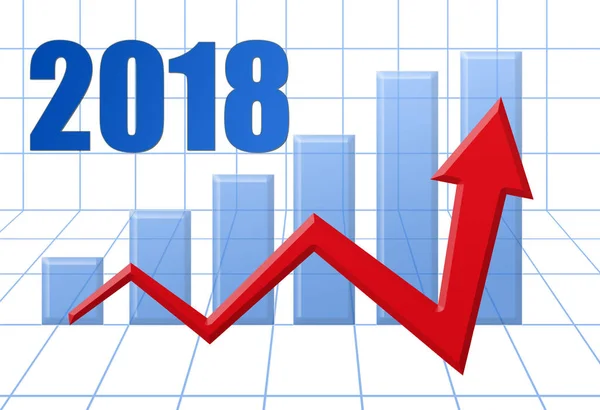 Grafik programı kırmızı büyüme Oku metin ile mavi 3d Grid: yıl 