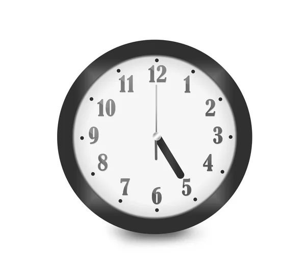 Realistyczne ścianie czarny biały srebrny zegar analogowy z iso 12 godzin — Zdjęcie stockowe