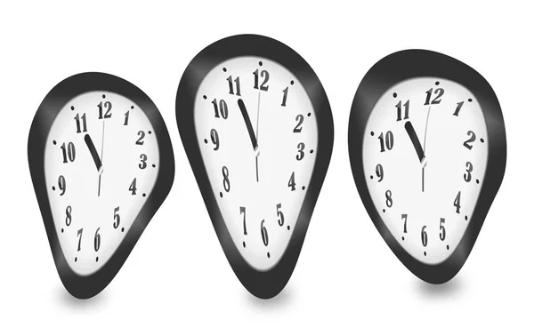 Distorted clocks for the concept of time warp isolated on white — Stock Photo, Image