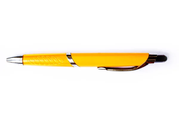 Beyaz arka plan üzerinde izole basit sarı kalem — Stok fotoğraf