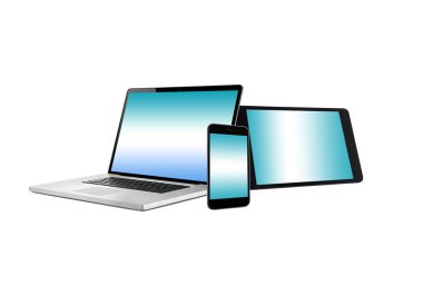 Dizüstü dizüstü bilgisayar, cep telefonu ve dijital tablet