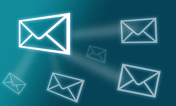 Colorful illustration of Internet. Sending emails. Connected emails
