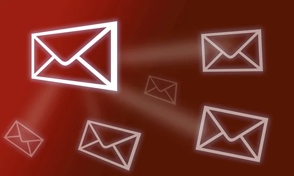 Red  Colorful illustration of Internet. Sending emails. Connecte — Stock Photo, Image