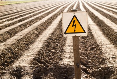 Sürülmüş alan, satır kahverengi zemin üzerinde. Çok güzel arka güneş ışığı. Hayır