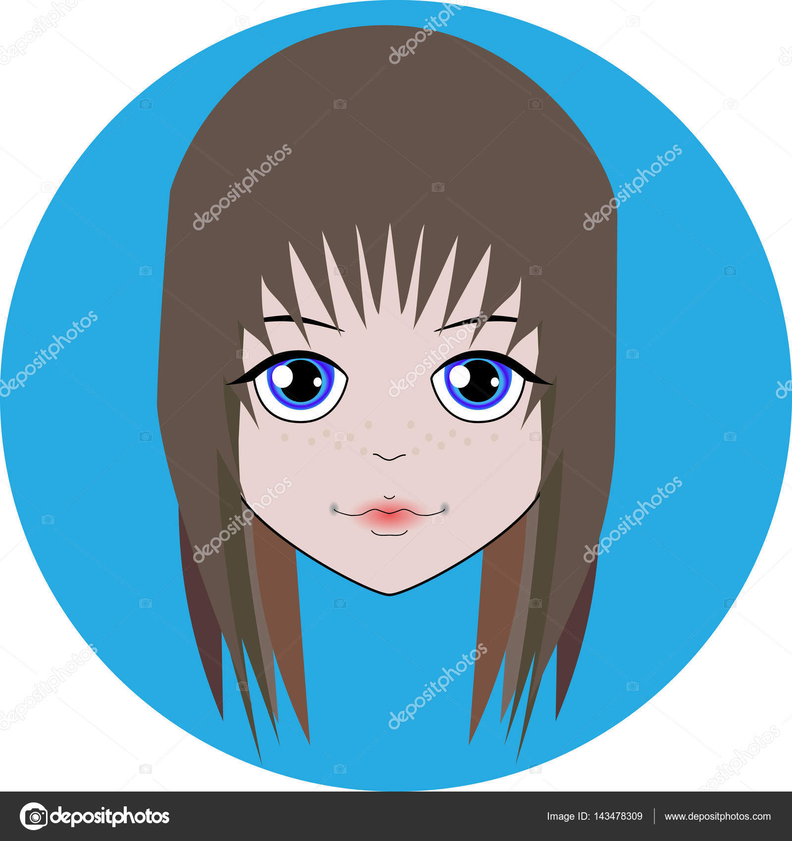 Short Brown Hair Blue Eyes Cheerful Face Doll With Short Brown