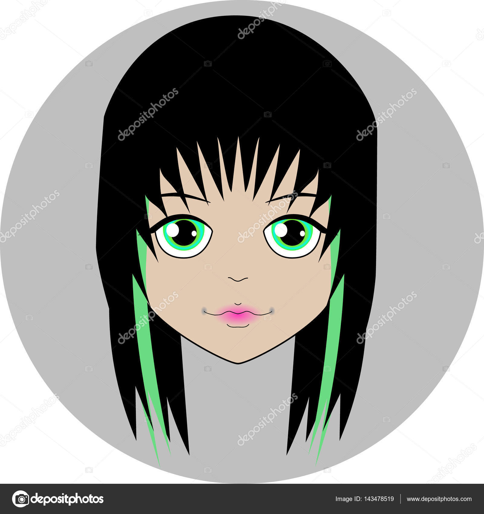 Short Black Hair Green Eyes Cheerful Face Dolls With Short Black