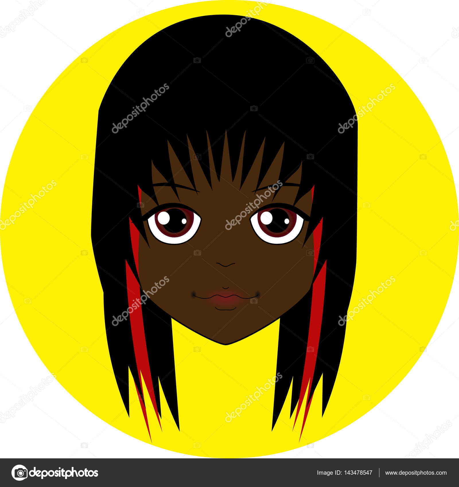 Anime Girl With Short Black Hair And Brown Eyes Cheerful