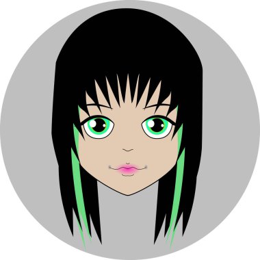 neşeli yüz bebek kısa siyah saçları ve iri yeşil gözleri ile